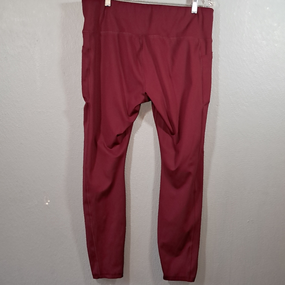 AVIA XXL Burgundy Athletic Leggings | Waist 34" | Double‎ Pockets | Compression - Picture 2 of 9